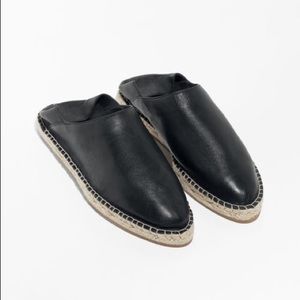 & Other Stories Black Leather Slip On Espadrille